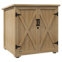GARTENSCHRANK, Wetterfester Geräteschuppen, Doppeltür, für Garten Balkon, Holz, Natur - Fichtefarben, Holz (88/90/77.5cm) - Outsunny
