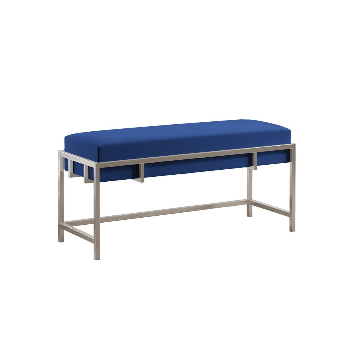 POLSTERBANK LAMO 80 cm Dunkelblau, Chromgestell, Royal Velvet - Chromfarben/Dunkelblau, Textil/Metall (80/45/35cm) - Bettso