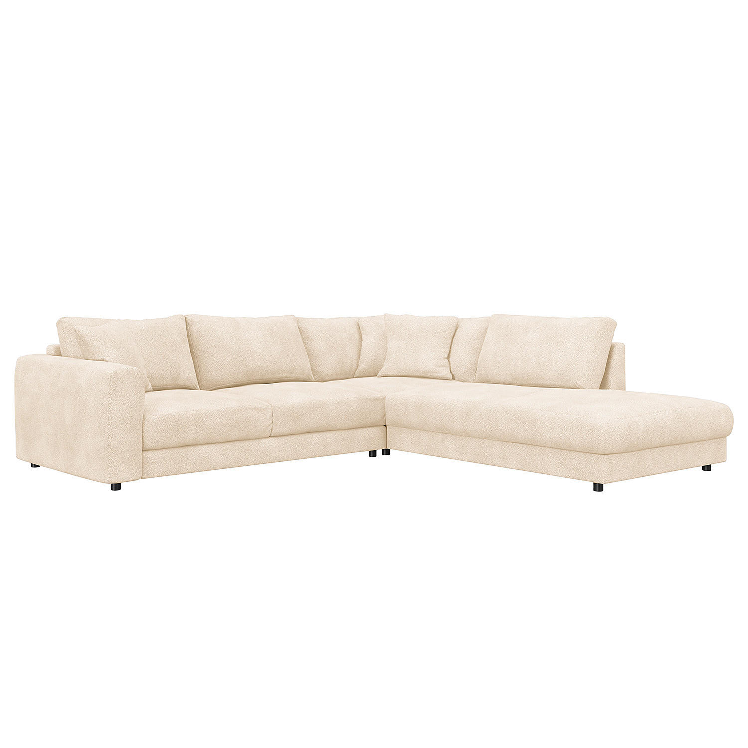 ECKSOFA mit Ottomane - Beige/Schwarz, Holz/Kunststoff (267/254cm) - home24