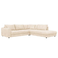 ECKSOFA mit Ottomane - Beige/Schwarz, Holz/Kunststoff (267/254cm) - home24