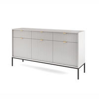 KOMMODE Nova Grau, Schwarze Beine, Dreitürig - Schwarz/Grau, Holzwerkstoff/Metall (154/83/39cm) - Bettso