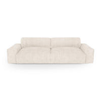 SOFA 3-SITZER Gerippter Samt XXL Creme 220cm - Creme, Textil (220/75/120cm) - Sia Home
