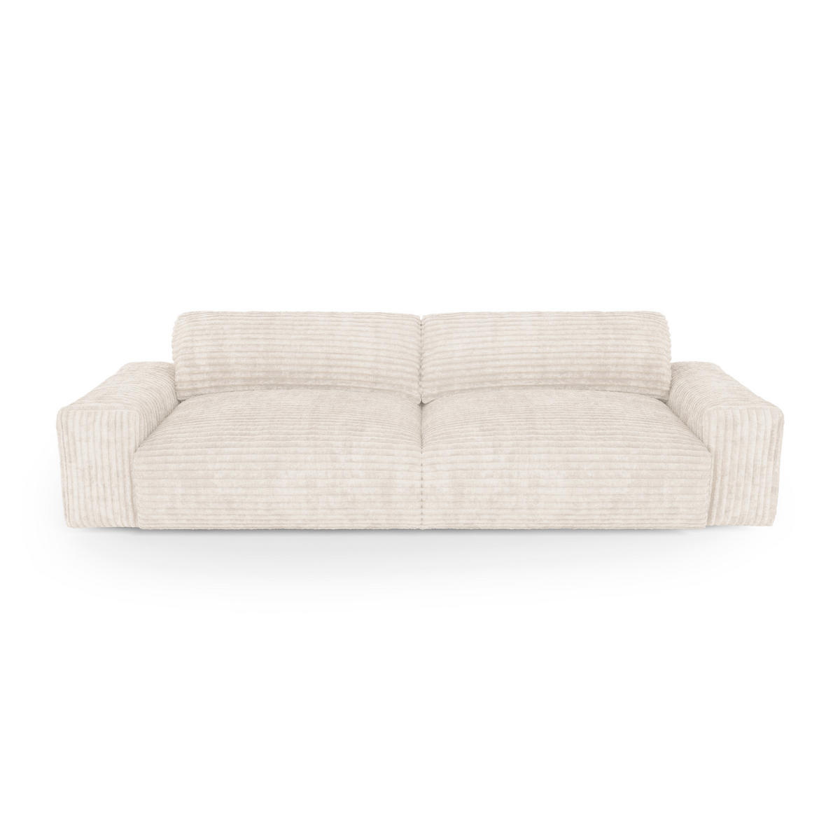 SOFA 3-SITZER Gerippter Samt XXL Creme 220cm - Creme, Textil (220/75/120cm) - Sia Home