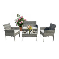 4-TLG.GARTENMÖBEL-SET - Grau, Glas/Kunststoff - Relaxdays