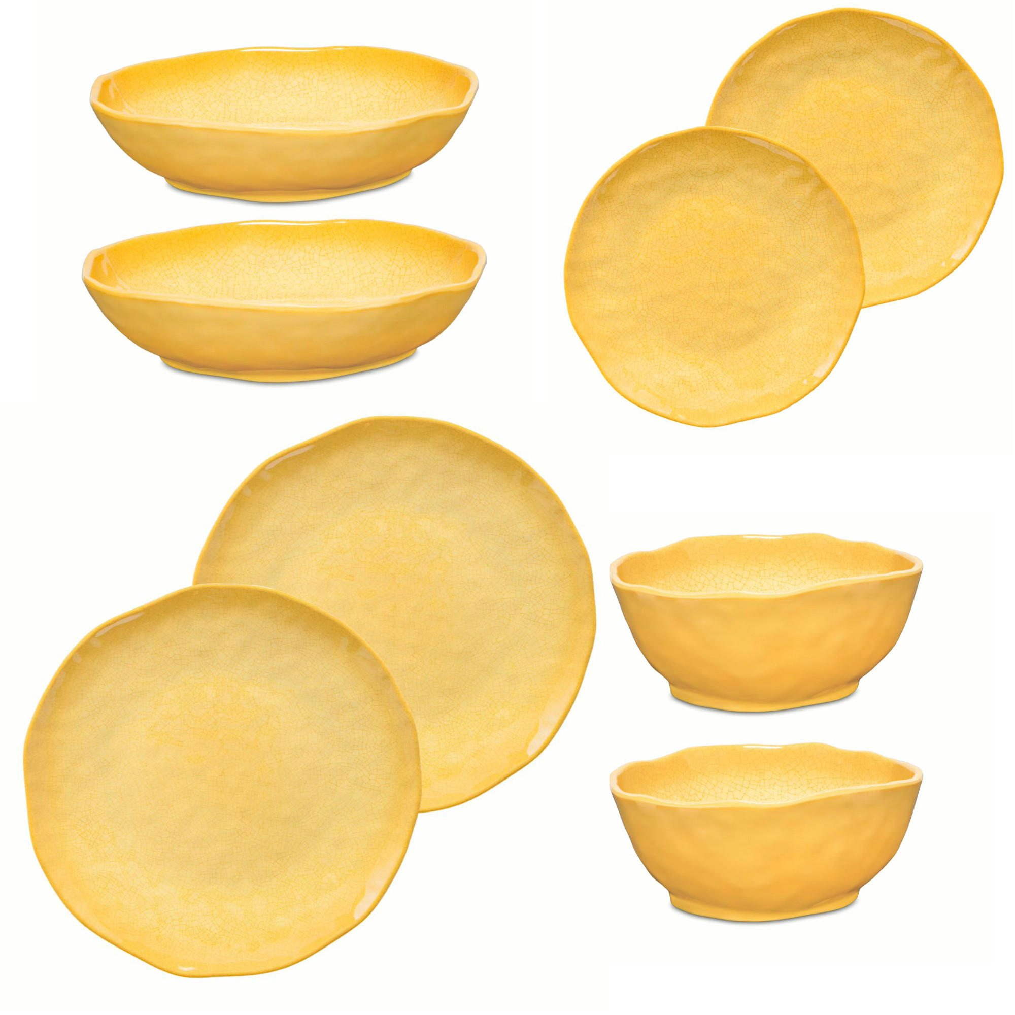 GESCHIRRSET 8-teilig Atmosfera ocker - Currygelb, Kunststoff (21/2/21cm)