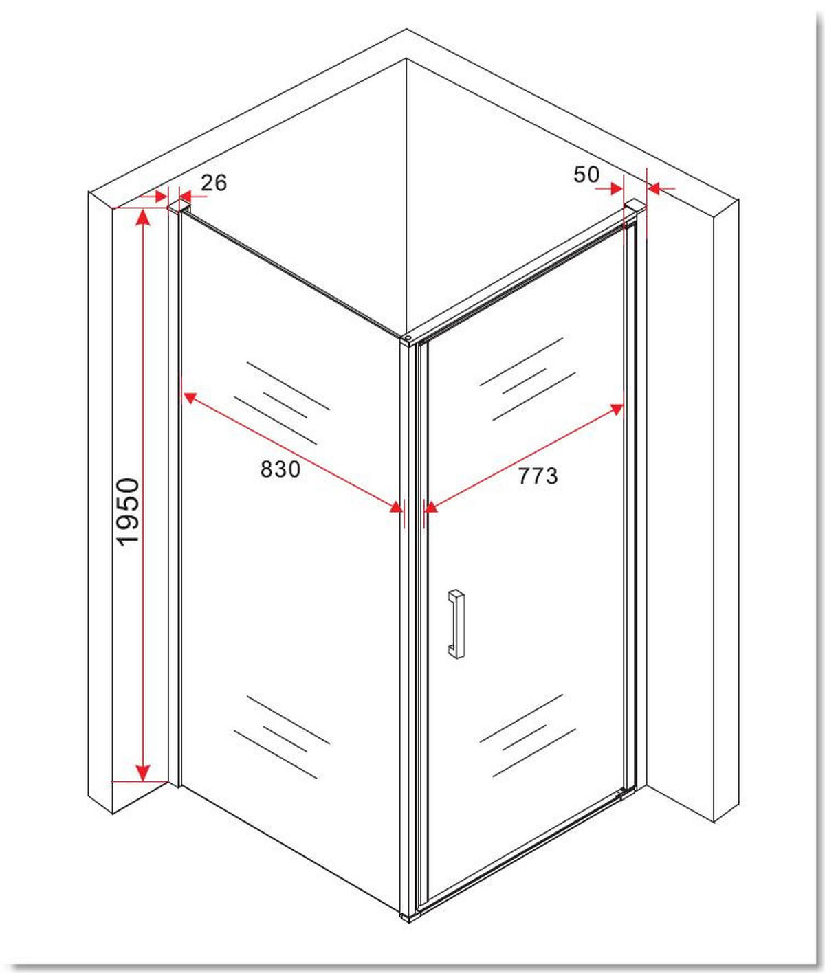 DUSCHKABINE CASSETTA Chromfarben 90 x 90 x 195 cm 8 mm ESG - Chromfarben, Glas (90/90/195cm) - Glasdeals