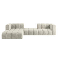 ECKSOFA Modulares In L-Form, Velvet-Stoff Riviera, Ecru, Links, GRAND 319 cm - Creme, Holz (319/175cm) - Kaiser Möbel