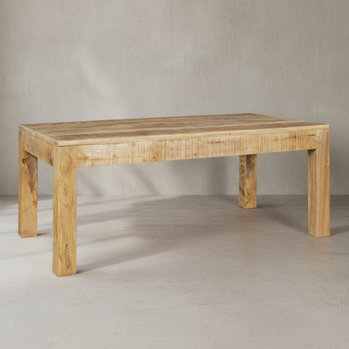 COUCHTISCH aus recyceltem Mango-Holz im Shabby-Chic Stil mit großer Tischplatte, Beige 110x60x47 cm - Beige, Holz (60/110/47cm) - KADIMA DESIGN