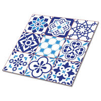 FLIESENAUFKLEBER 9 Stück 30x30 cm selbstklebend Azulejos-Muster - Blau, Textil (30/1.6/30cm) - TULUP