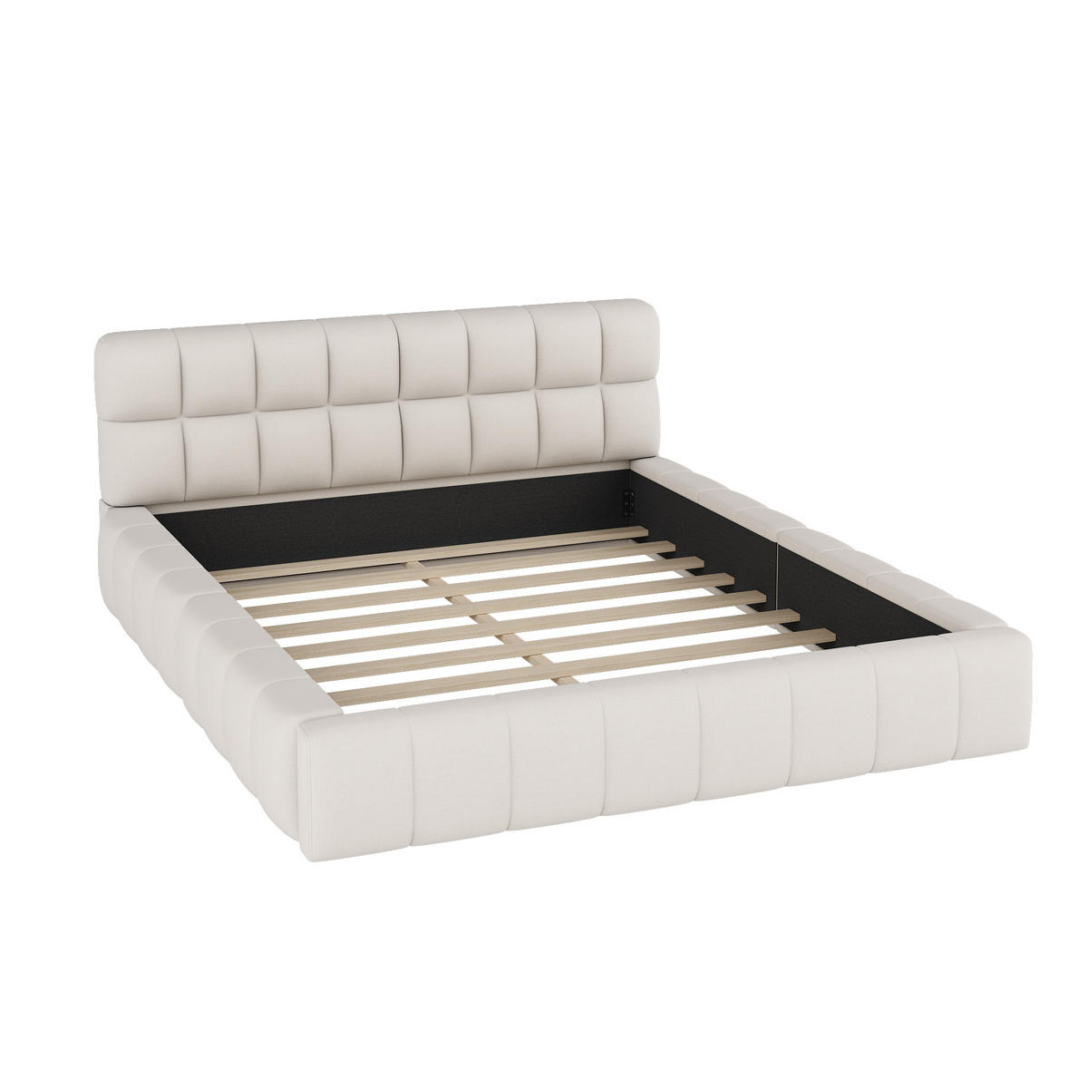 POLSTERBETT 140/200 cm beige mit weicher Rückenlehne und stabilem Lattenrost - Beige, Textil (140/200cm) - OKWISH