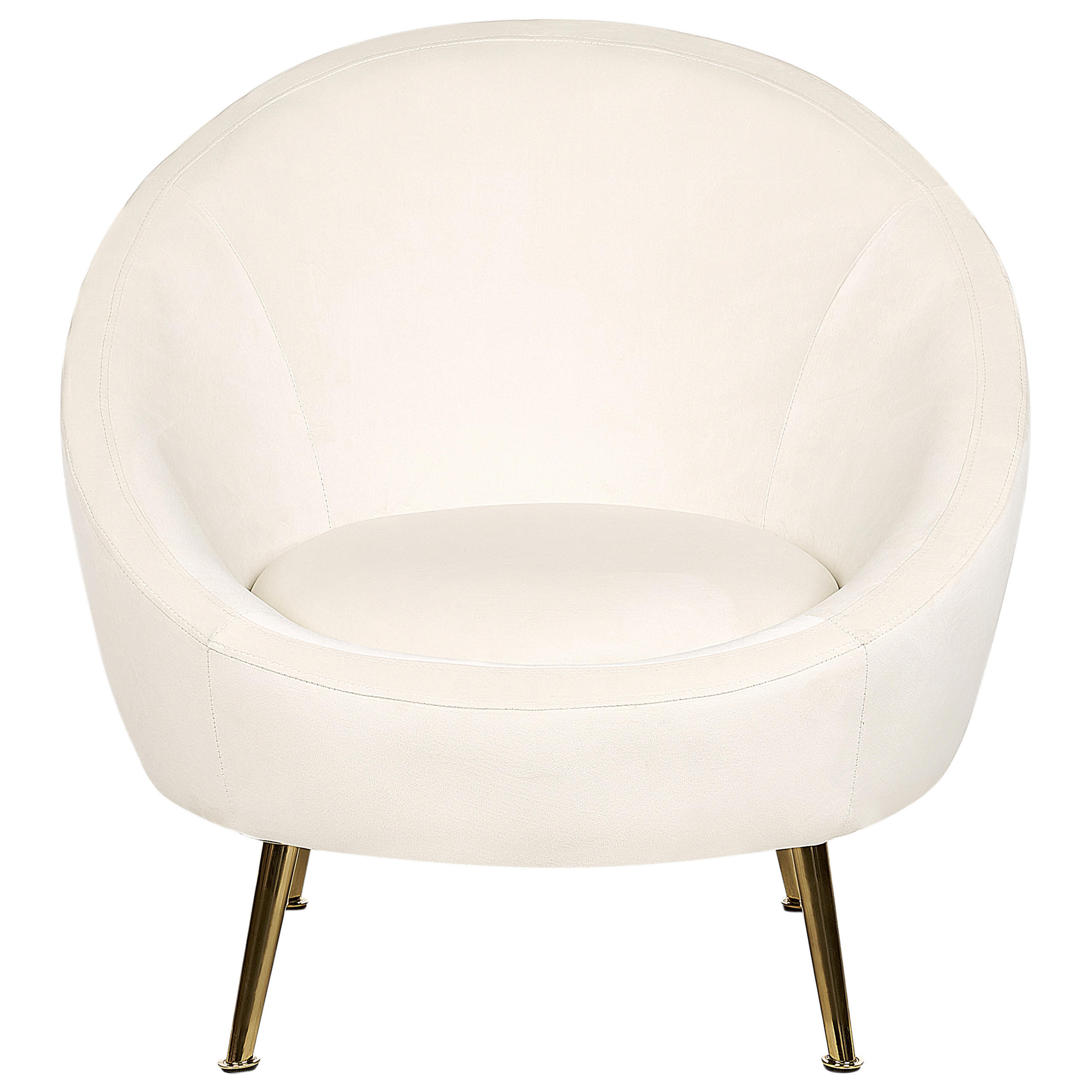 SESSEL Samtstoff cremeweiß Langa - Goldfarben/Weiß, Textil (80/81/76cm) - Beliani