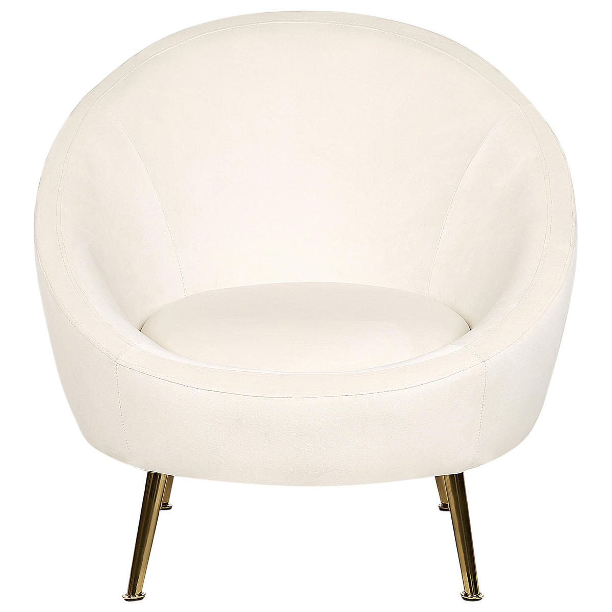 SESSEL Samtstoff cremeweiß Langa - Goldfarben/Weiß, Textil (80/81/76cm) - Beliani