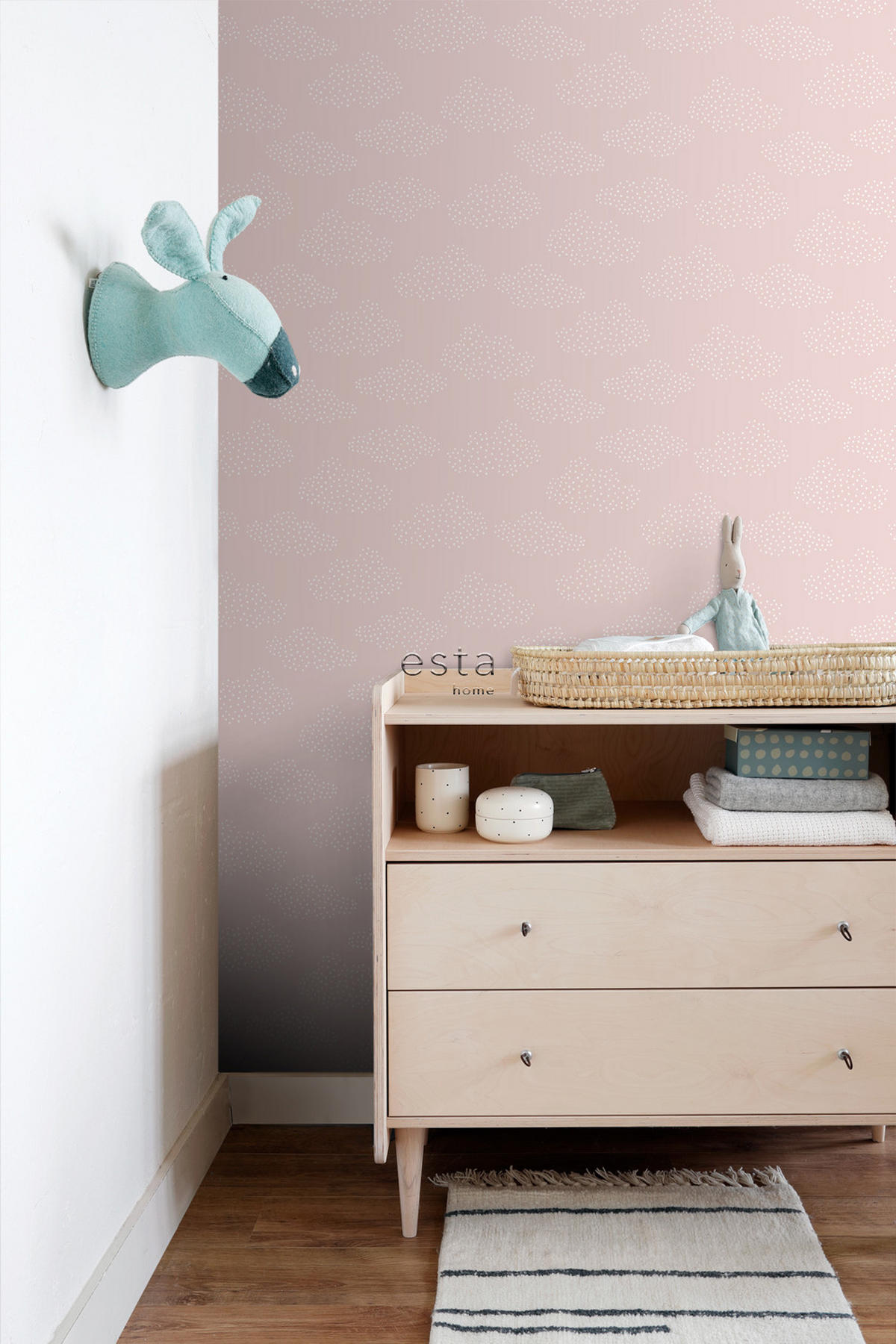 TAPETE kleine Wolken 50 x 900 cm - Pink, Papier (50/0.1cm) - ESTAhome