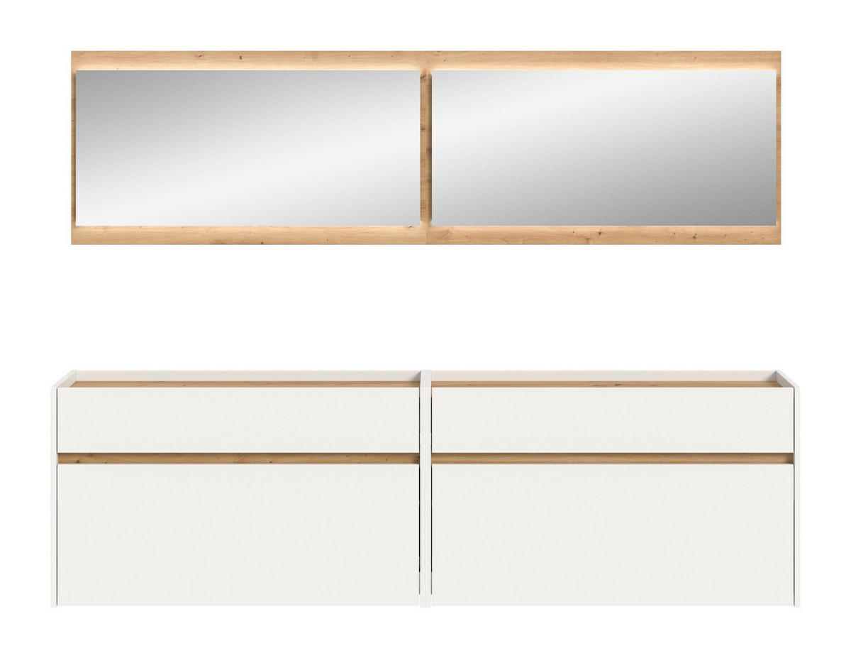 GARDEROBEN-SET inkl. Beleuchtung DRIVE (B/H/T: ca. 220/192/32 cm) in Weiß/weiß - Weiß, Holzwerkstoff (220/192/32cm)