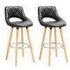 BARHOCKER 2er Set, aus Kunstleder, Holzgestell, Schwarz - Buchefarben/Schwarz, Holz/Textil (43/91/43cm) - Woltu