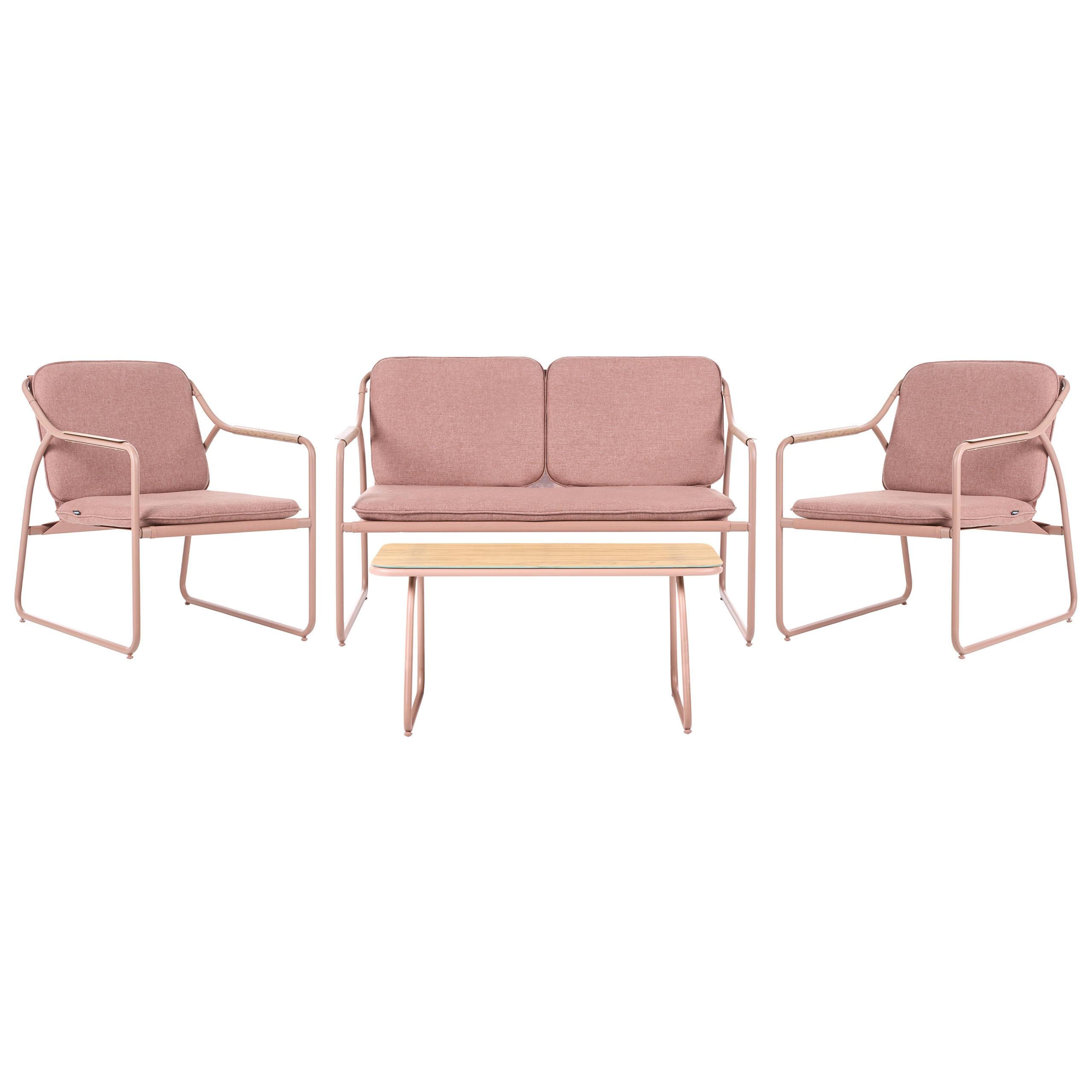 LOUNGE-SET mit Tisch 4-Sitzer Metall Braun Calascio - Braun, Metall - Beliani
