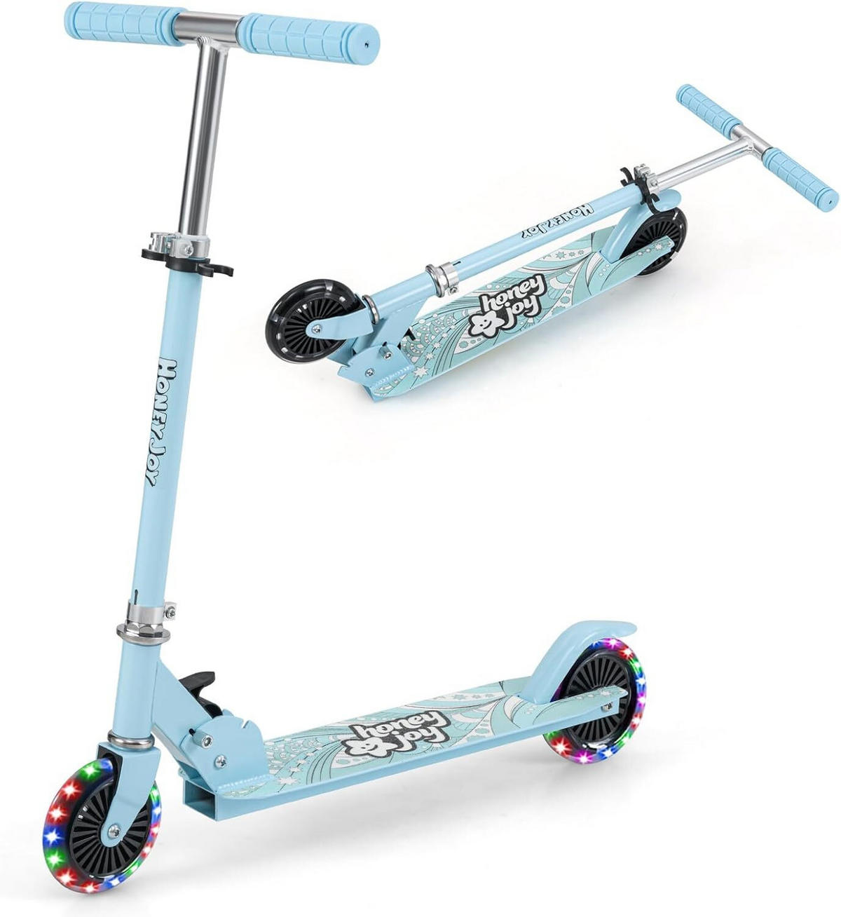 SCOOTER 80cm Hellblau - Hellblau, Metall (33/80/66cm) - COSTWAY