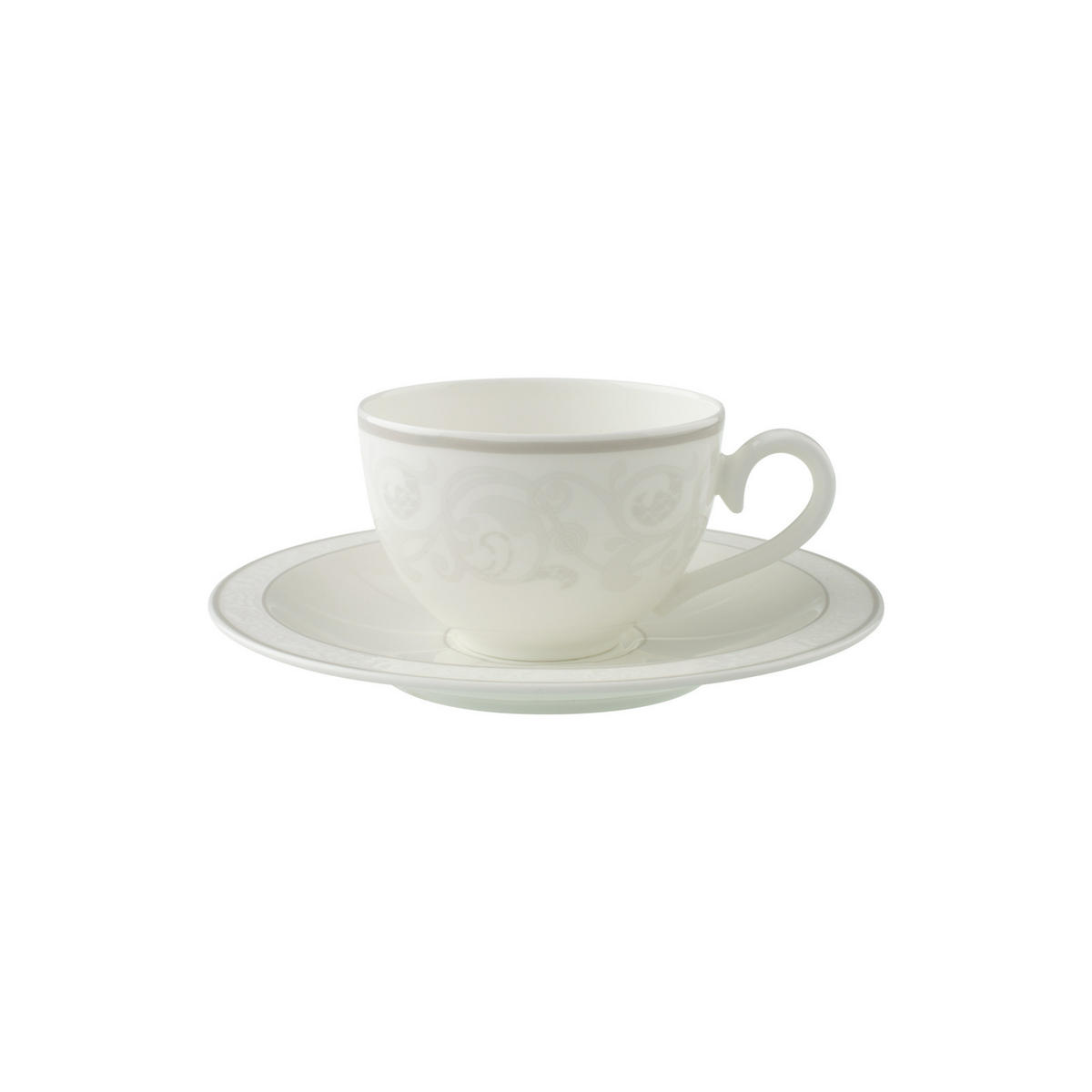 KAFFEETASSE MIT UNTERTASSE Gray Pearl weiß 120 ml - Weiß, Keramik (0.12L) - Villeroy & Boch