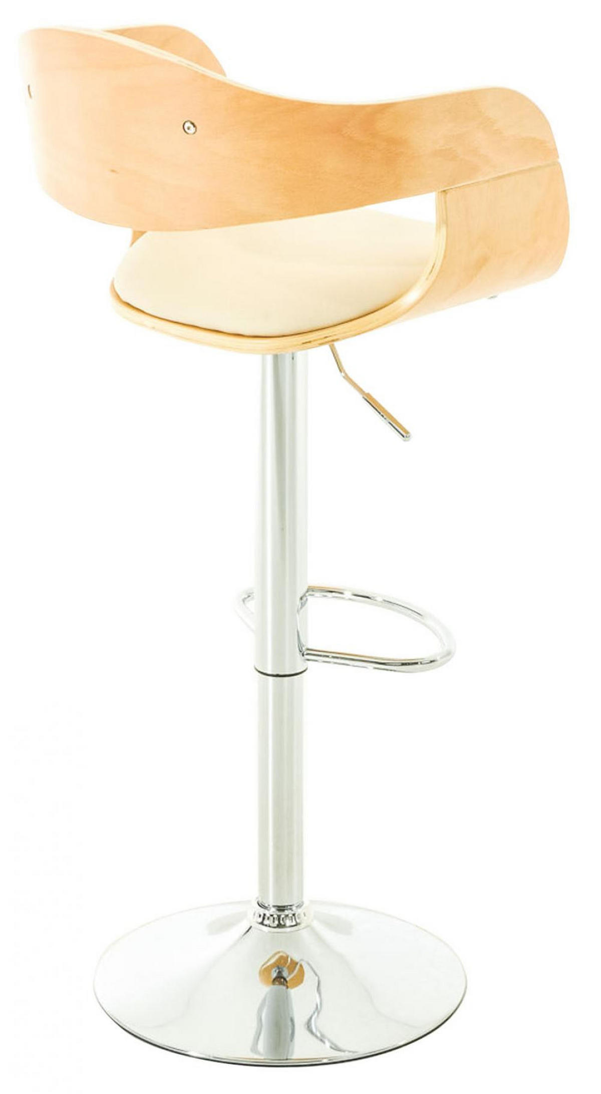 BARHOCKER 2er Set Lederlook natura/creme - Eukalyptusholzfarben/Creme, Textil/Metall (50/88/48cm) - CLP