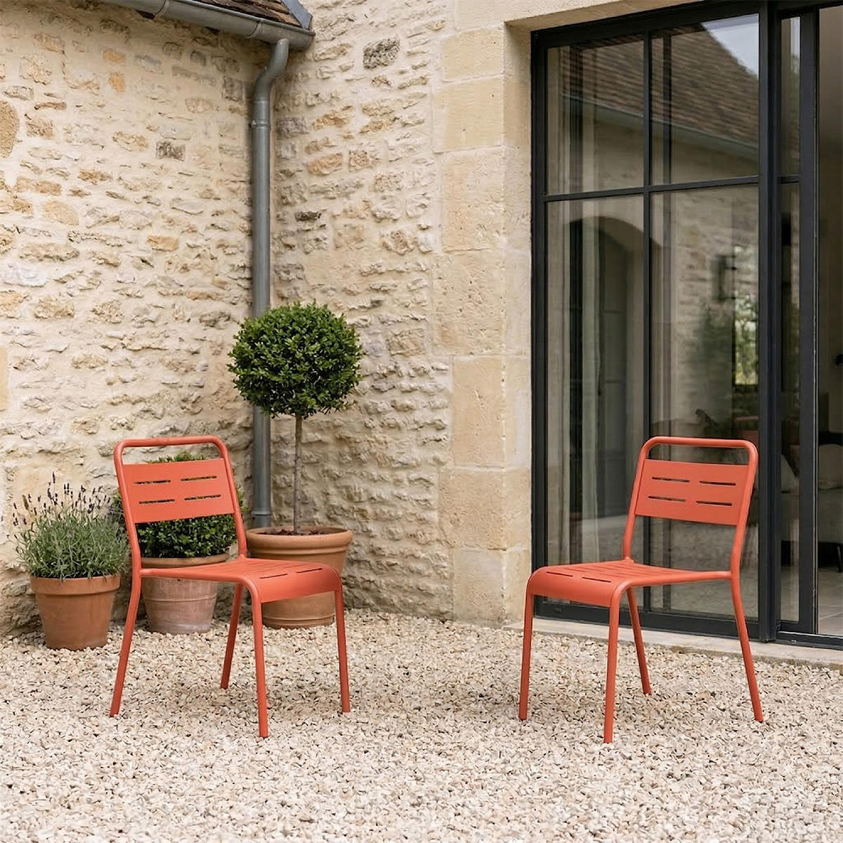 STUHL Bergame Terrakotta 2er-Set - Terracotta, Metall (59/79/43cm) - Concept Usine