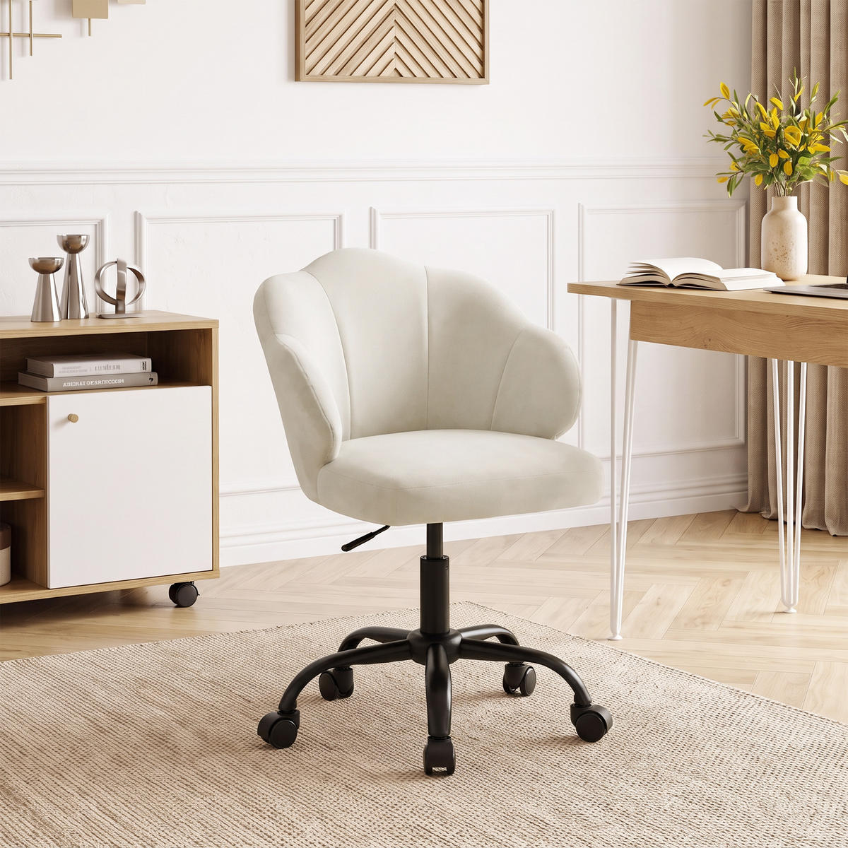 BÜROSTUHL Creme 59.0/56.0/87.0 cm - Creme, Textil (56/87/59cm)