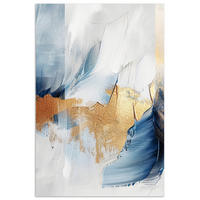 POSTER Gold - Blau - Aquarell - Kunst - Modern 20x30 cm - Hellblau, Papier (20/30/0.1cm) - MuchoWow