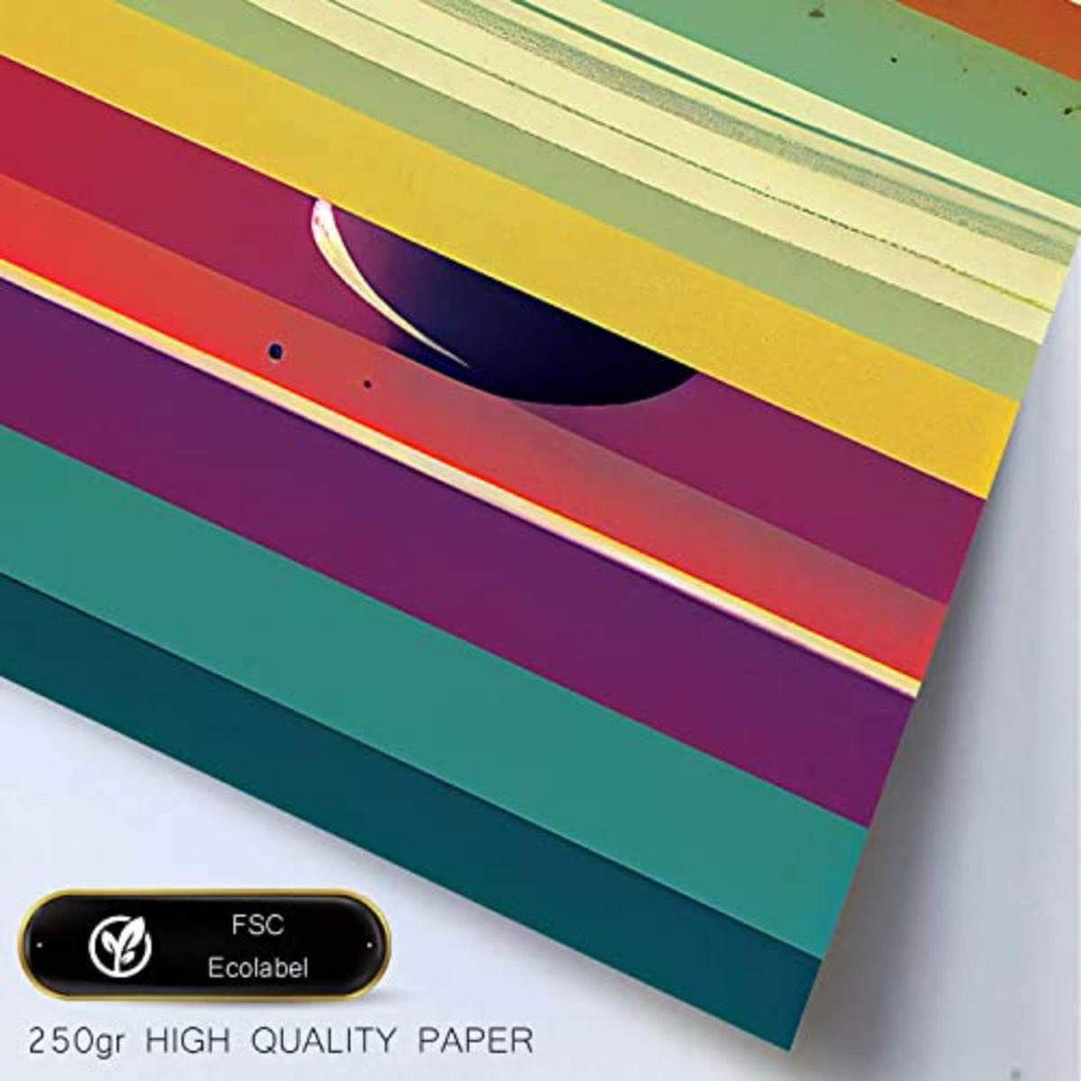 POSTER Set mit 4 Teilt Abstrakt Moderne Galaxien A4 Rahmen aus hellem Holz - Beige, Papier (29.7/3cm) - Nacnic