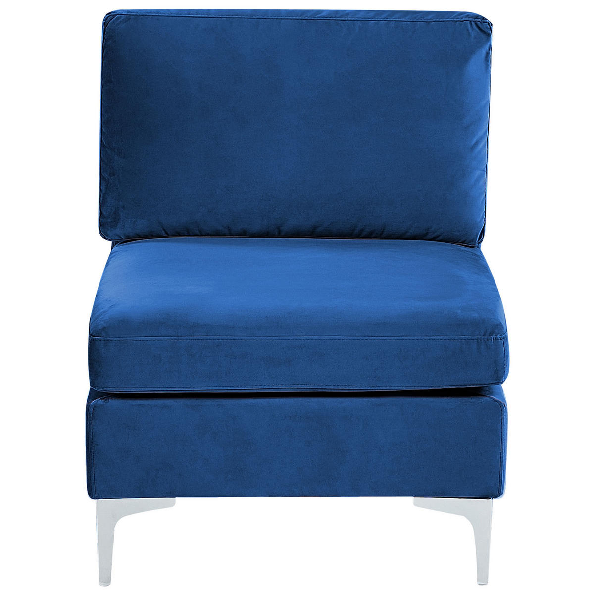 3-SITZER-SOFA Samtstoff marineblau mit Ottomane Evja - Blau, Textil (235/84/85cm) - Beliani