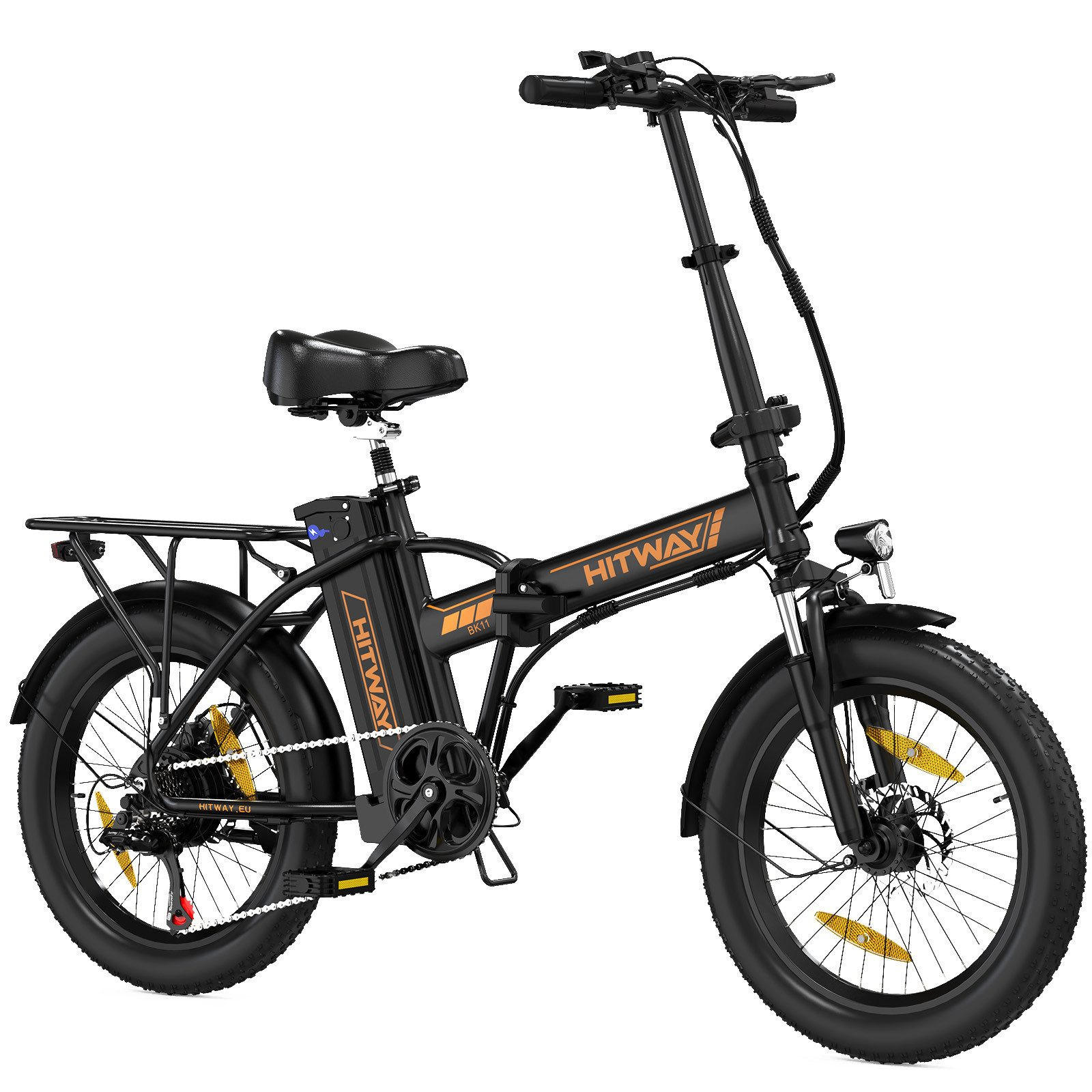 E-BIKE BK11 Klapprad 20*3,0 Zoll mit 36V12Ah Akku Max 35-90km - Orange, Metall (38cm) - HITWAY