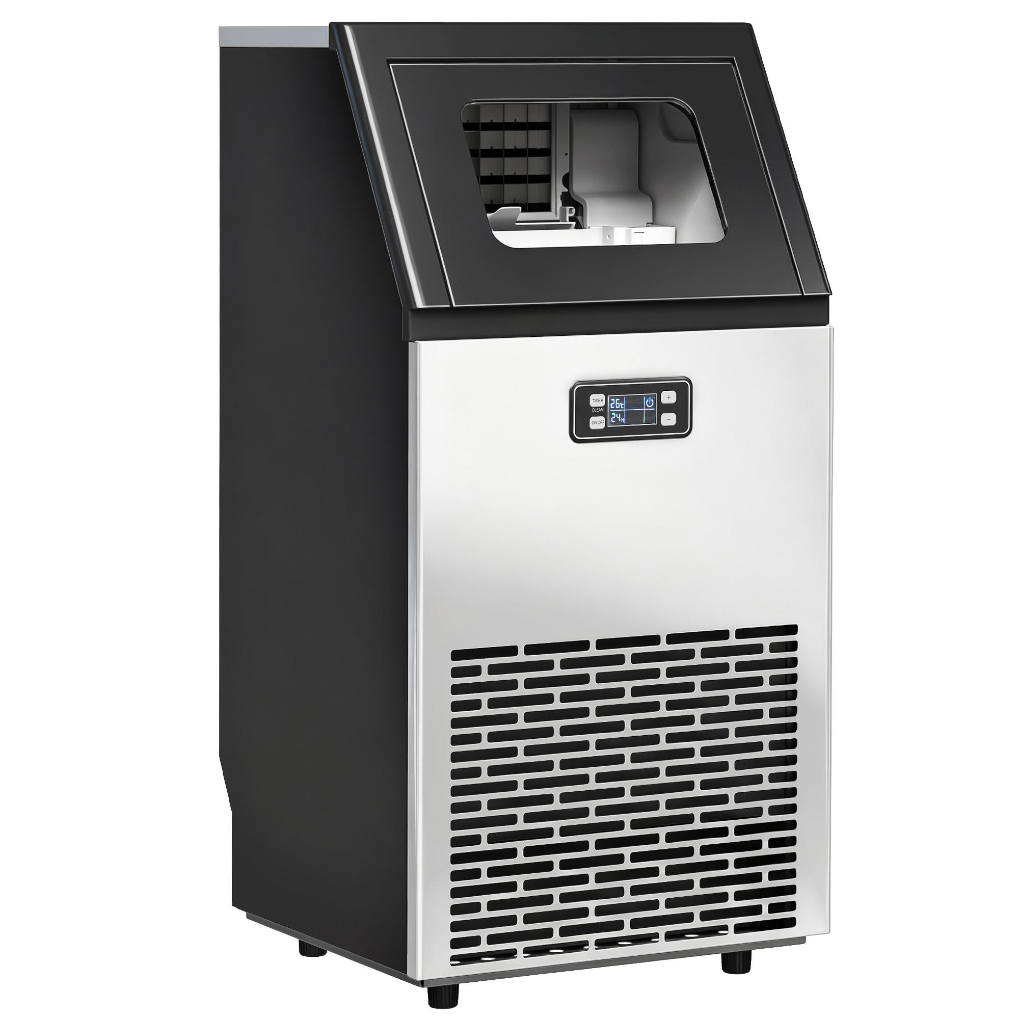 Homcom Kommerzielle-Eiswürfelmaschine Silber 37x80x39 cm