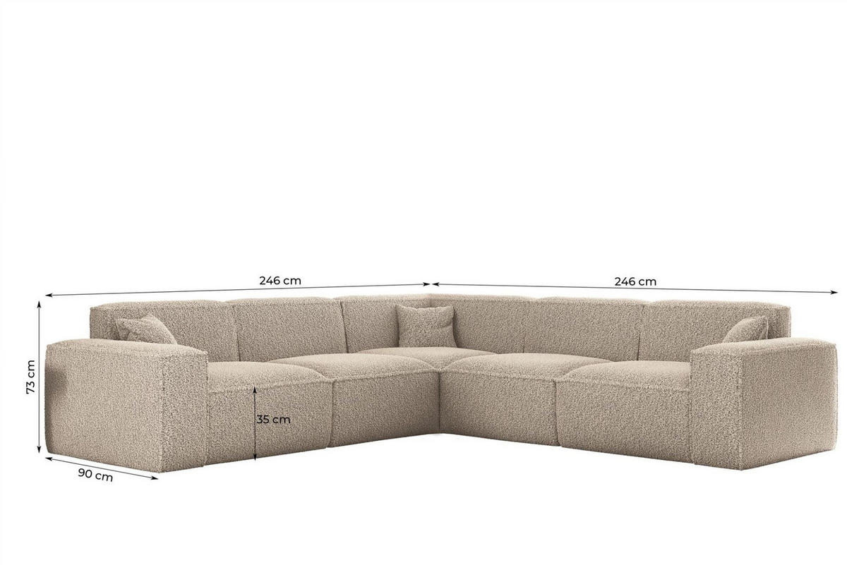 ECKSOFA Celes Premium In Sven - Weiß, Holzwerkstoff/Textil (246/246cm) - Fun Möbel