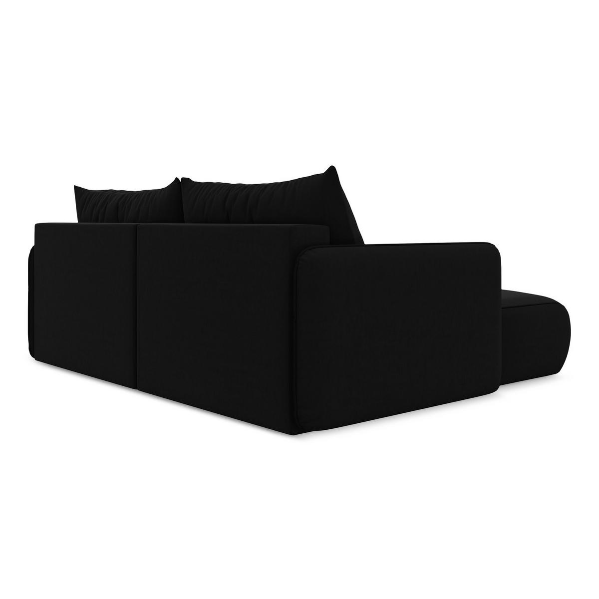 ECKSOFA mit Schlaffunktion Samt Stoff Schwarz - Schwarz, Kunststoff/Textil (148/207cm) - LaMiaSofa