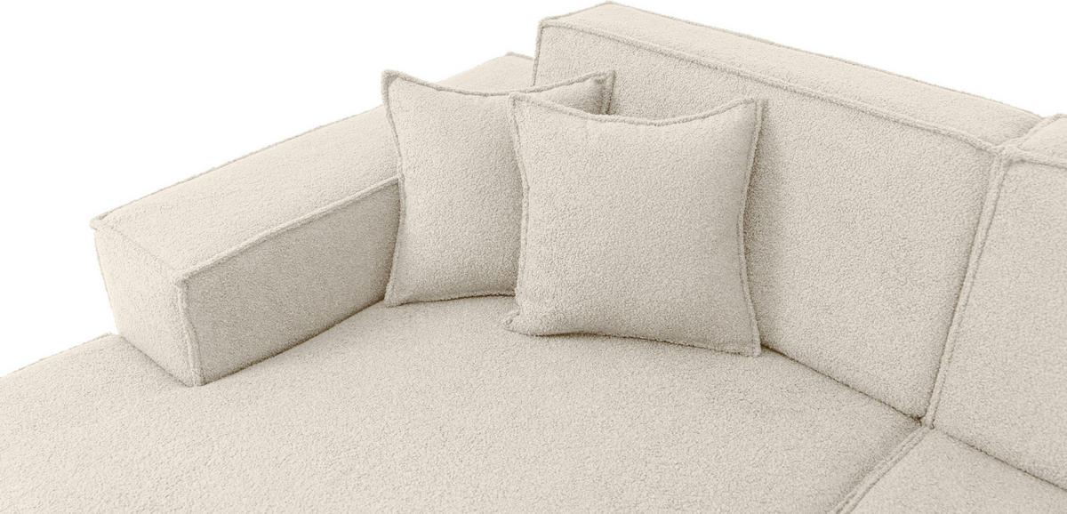 ECKSOFA Hana Loft 3-Sitzer Ecke Links, Boucle, Creme 241/80/168 cm - Schwarz/Weiß, Textil/Metall (241/168cm) - WFL GROUP