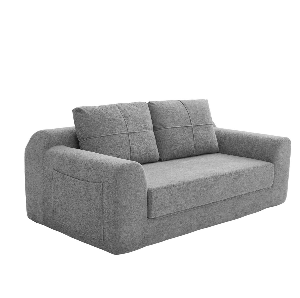 SCHLAFSOFA aus Stoff 179x95x79 cm Dunkelgrau klappbar als Bodenbett, 2-in-1 und platzsparend - Dunkelgrau, Textil (178/61.5/96cm) - Modfu