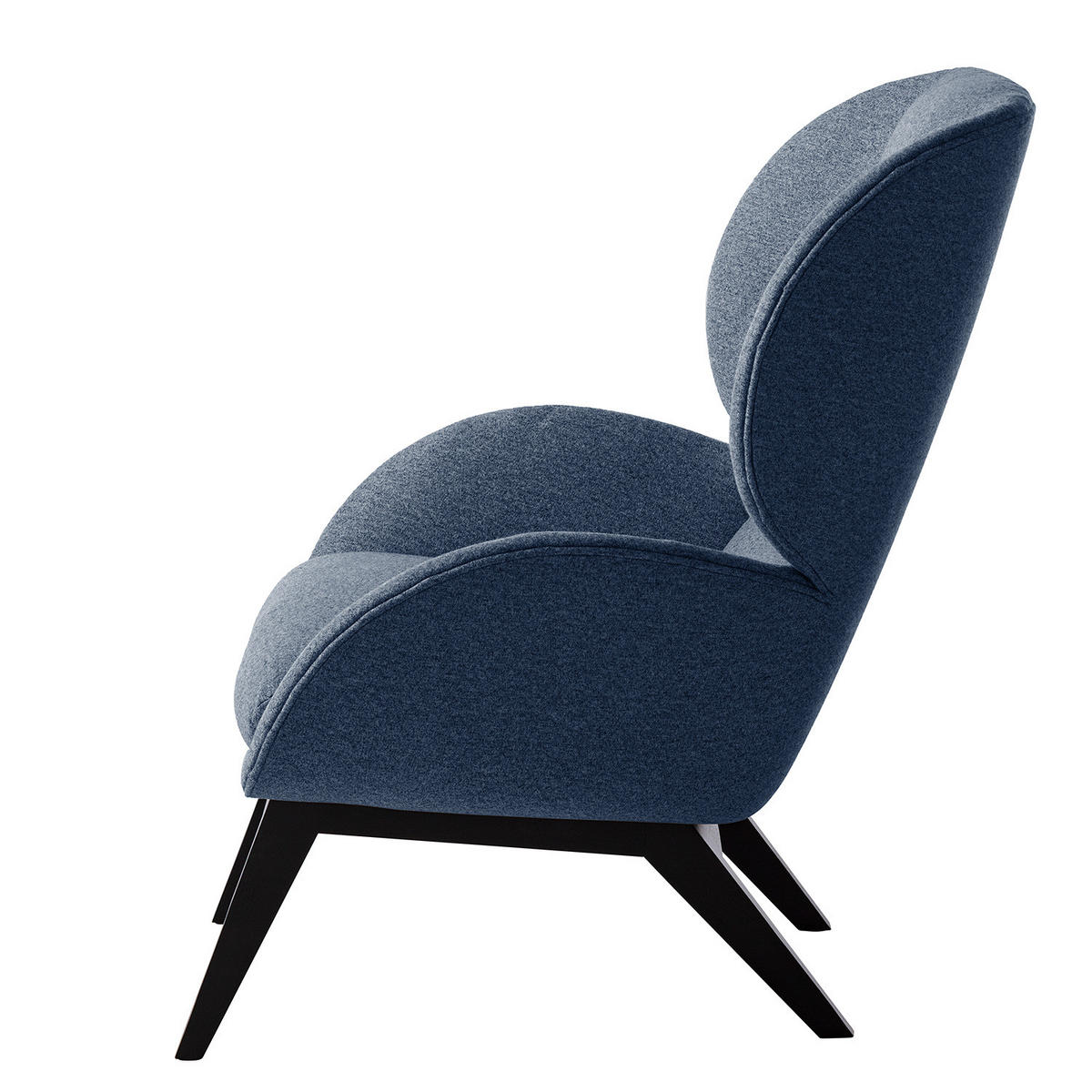 SESSEL - Blau/Schwarz, Eichenholz/Textil (82/102/90cm) - home24