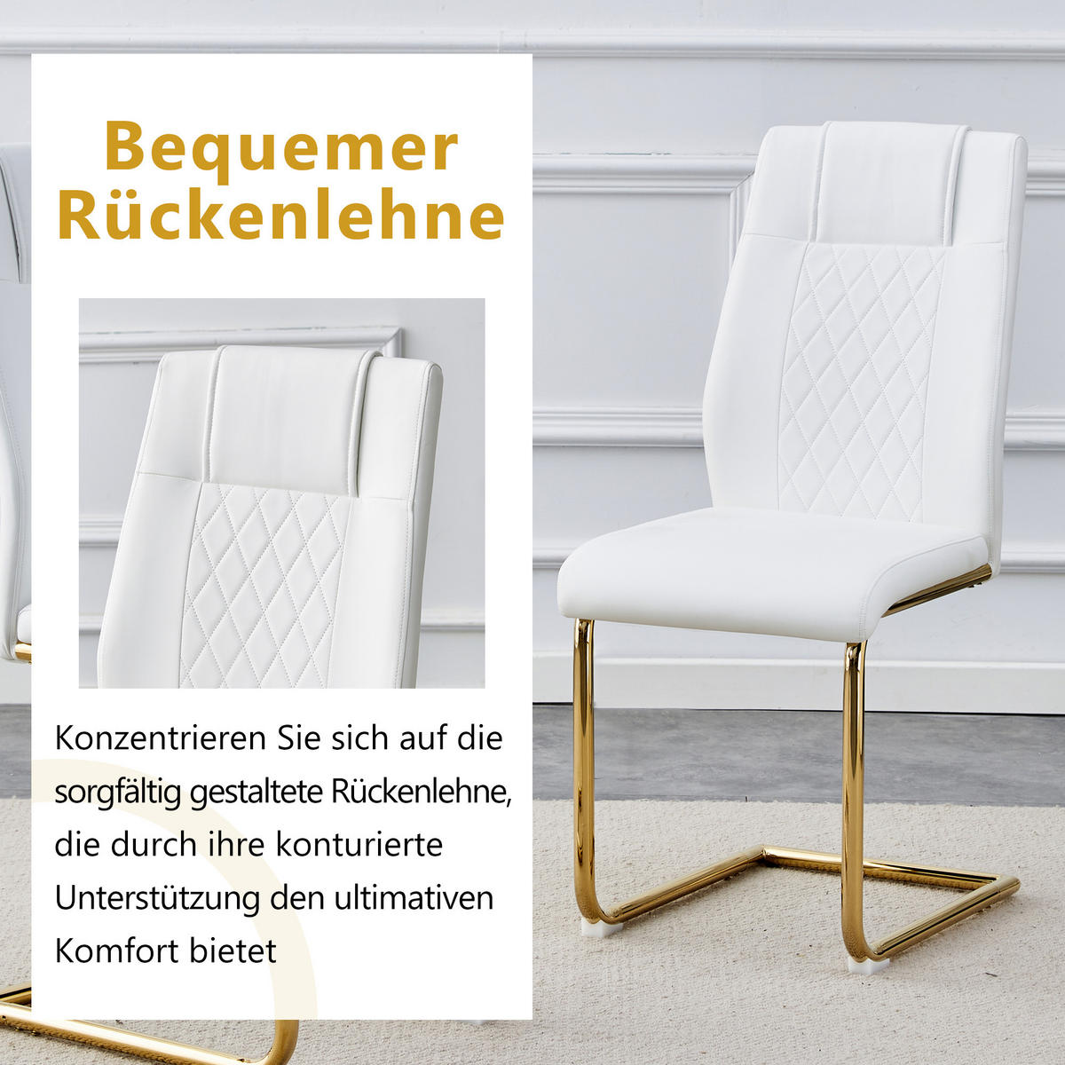 SCHWINGSTUHL DE-36497 4er-Set mit goldenen Metallbeinen Weiß - Goldfarben, Metall (48/97/41cm) - ComfortXL