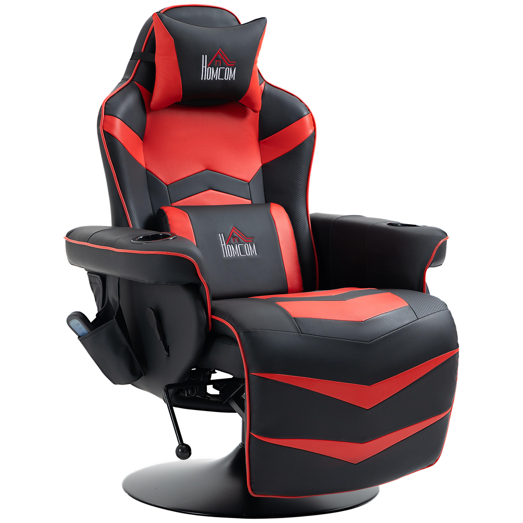 RELAXSESSEL mit Massagefunktion, Rot - Rot/Schwarz, Kunststoff/Metall (82.5/111.5/79.5cm) - HOMCOM