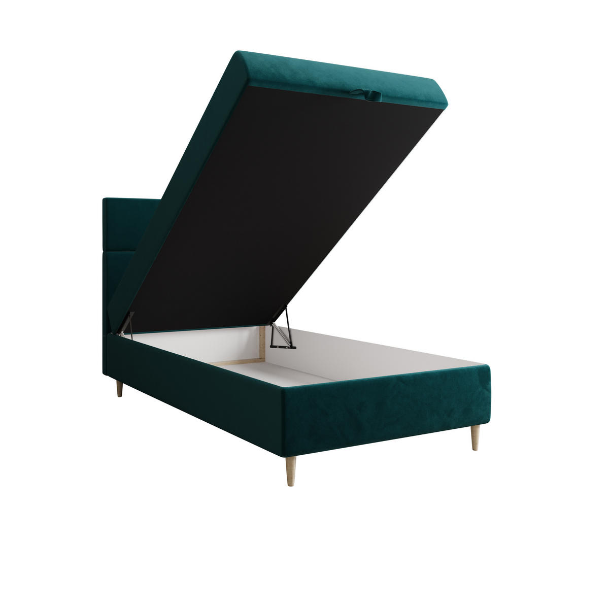 BOXBETT FLO 100x200 Itaka 39, mit Matratze H3, Bonell und Topper, Türkis - Türkis, Holz/Textil (100/200cm) - Bedante