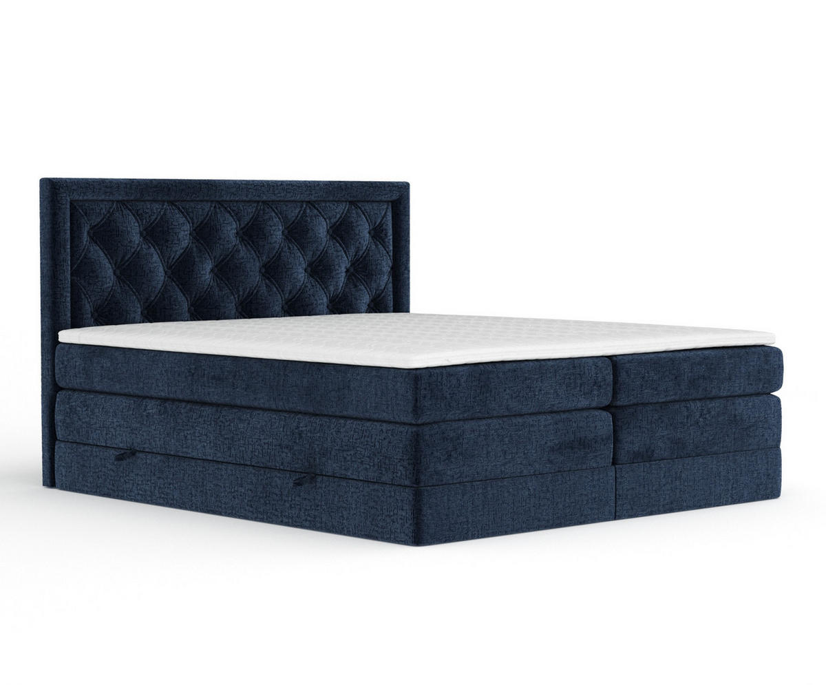 BOXSPRINGBETT Aurelia Marineblau 140/200 cm - Schwarz/Dunkelblau, Holz/Holzwerkstoff (140/200cm) - Maison de Reve