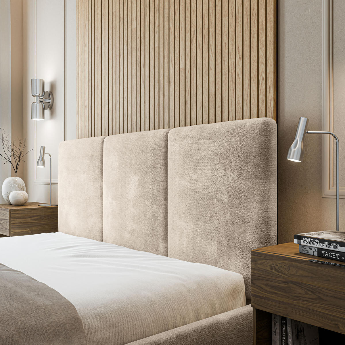 POLSTERBETT AZURI 180x200 cm mit Bettkästen - Creme - Creme, Holz (180/200cm) - MASSENO