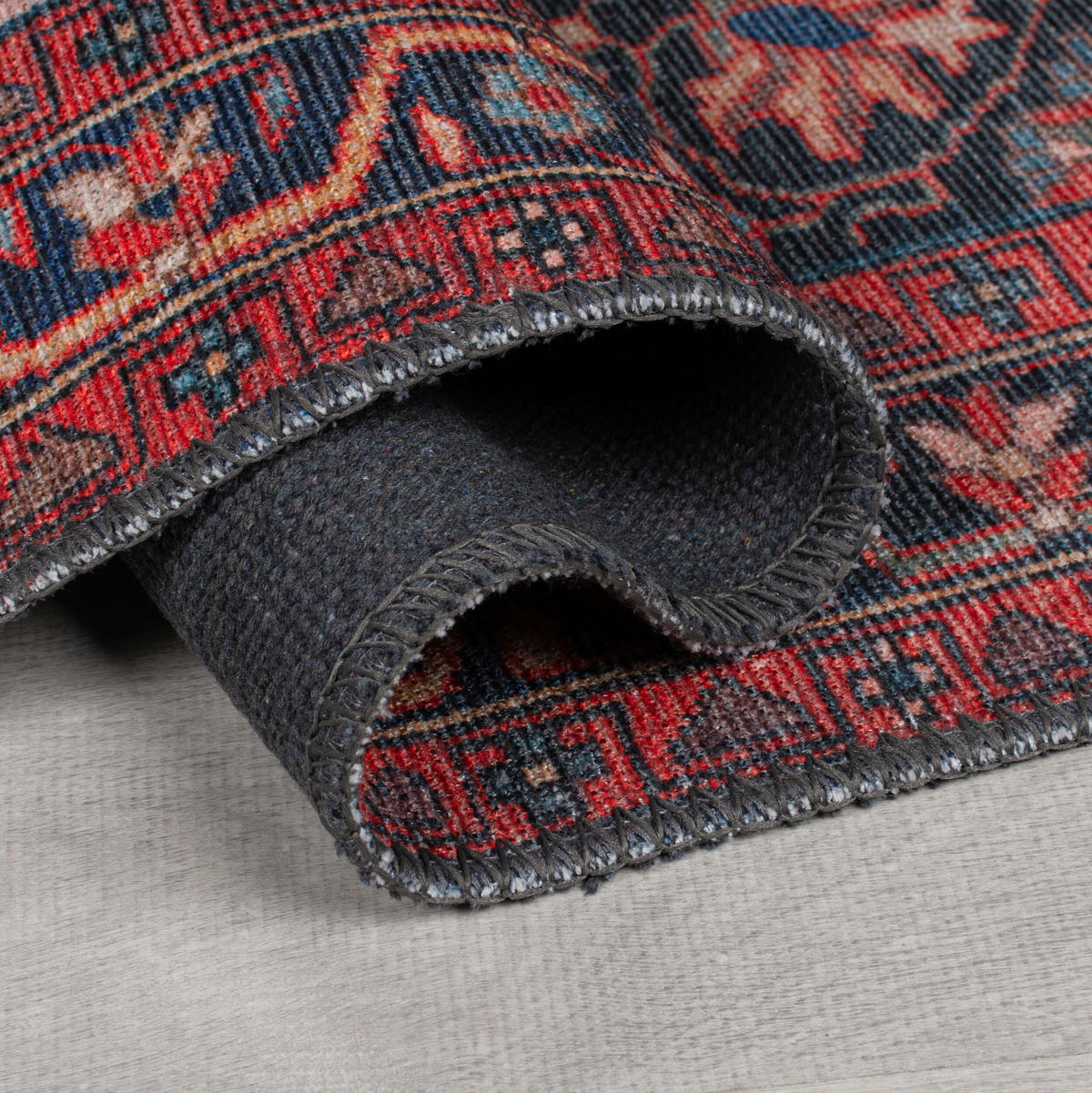 TEPPICH waschbar Medallion Muster, Orientalisch, Wohnzimmer schmutzabweisend Rot Rechteckig 190x290 - Rot, Textil (190/290cm) - KADIMA DESIGN