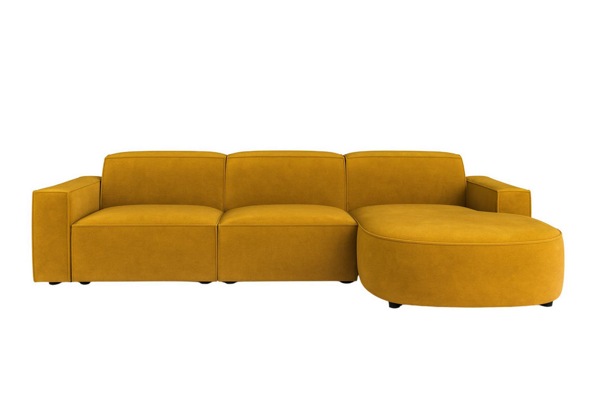 ECKSOFA Cursal Round L-Form, Stoff Salvador, Gelb, Rechts - Gelb, Holz (284/166cm) - Kaiser Möbel