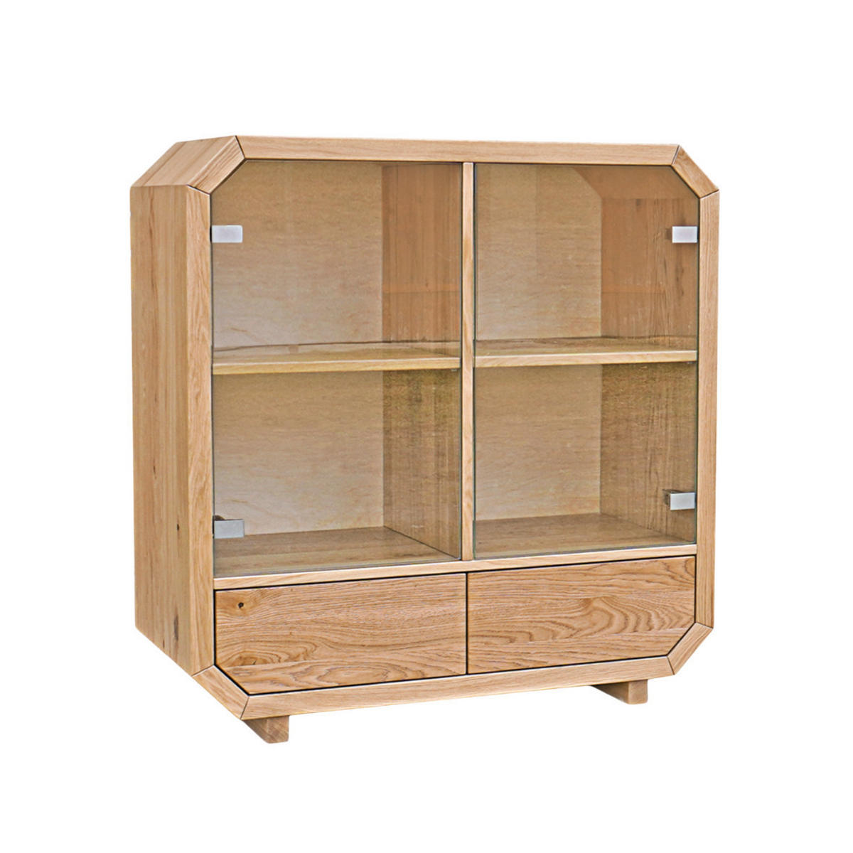 KOMMODE aus Massivholz mit Glas OMNIS - Eichefarben, Holz (100/105/40cm) - Rawood Furniture
