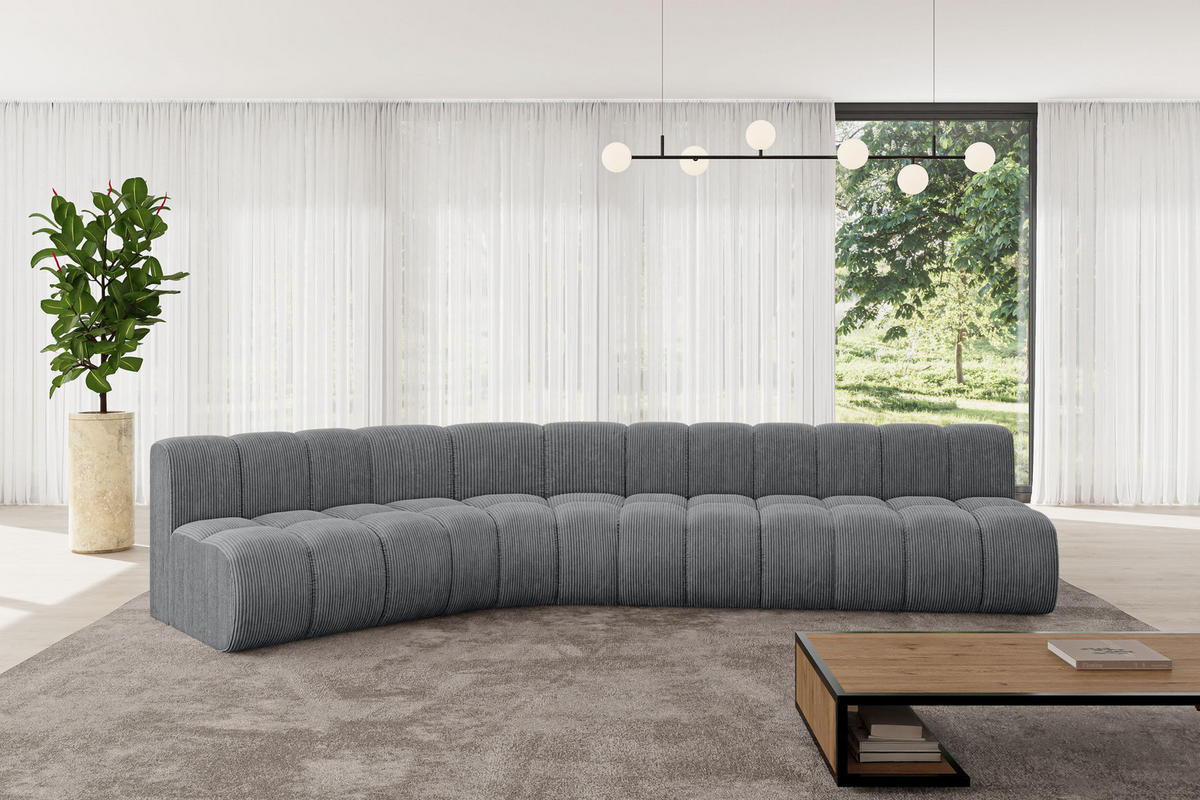 ECKSOFA modulares Sofa Montra-L2 - 381x174x70 cm Dunkelgrau - Dunkelgrau, Holzwerkstoff/Textil (381/174cm) - ALTDECOR