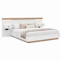 BETT mit 2 LED-Nachtkommoden 180x200 cm Holzwerkstoff Sonoma-Eiche/Weiß - Weiß, Holzwerkstoff (180/200cm) - Meubliv
