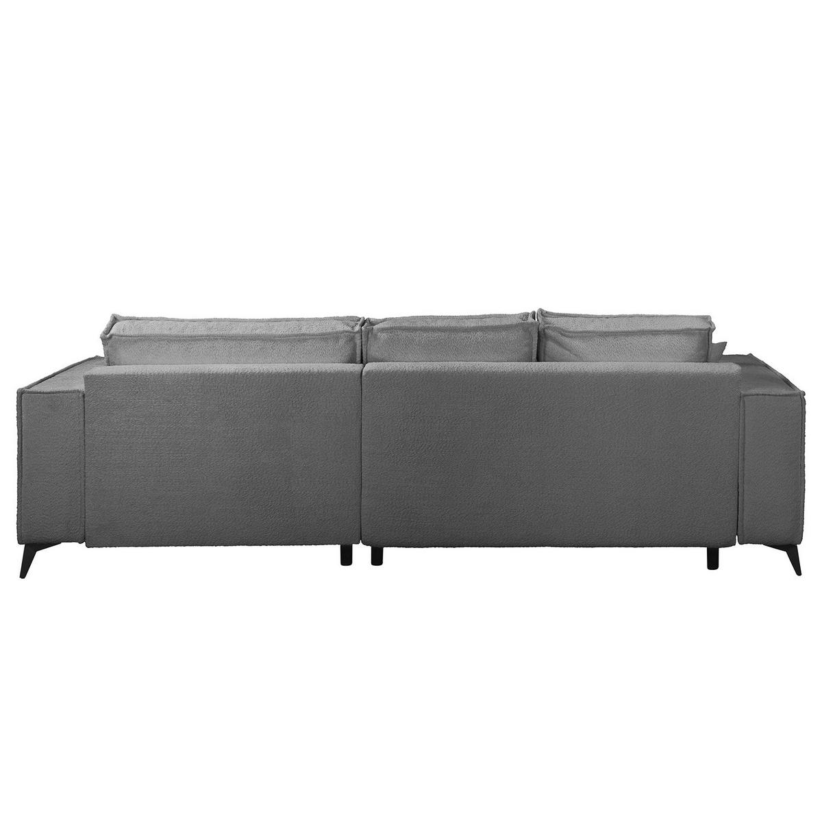 ECKSOFA mit Schlaffunktion - Silberfarben/Schwarz, Textil/Metall (294/185cm) - home24
