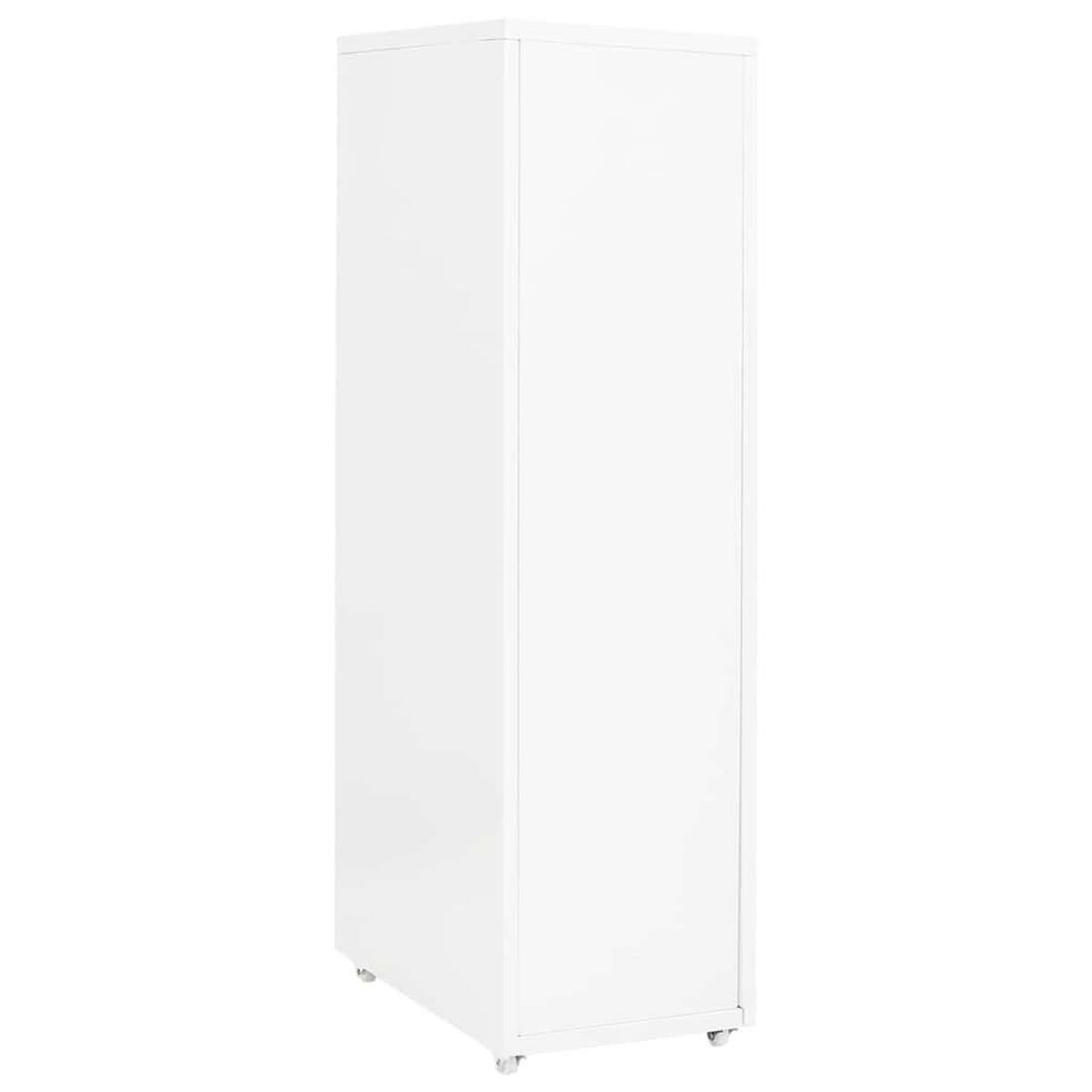 AKTENSCHRANK Mit Rollen Weiss 28/41/109 Cm Metall - Weiß, Metall (41/109/28cm) - vidaXL