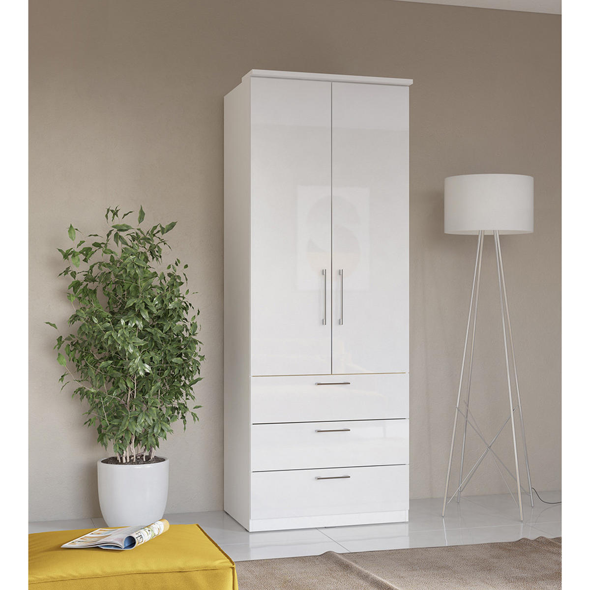 KLEIDERSCHRANK Olmo-83 - Weiß, Holzwerkstoff (80/217/63cm) - Lomado