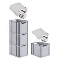 EUROBOX 4x Nextgen Economy Mit Scharnierdeckel Grau/Schwarz Griffe Offen 30 Liter - Schwarz, Kunststoff (30/32/40cm) - PROREGAL