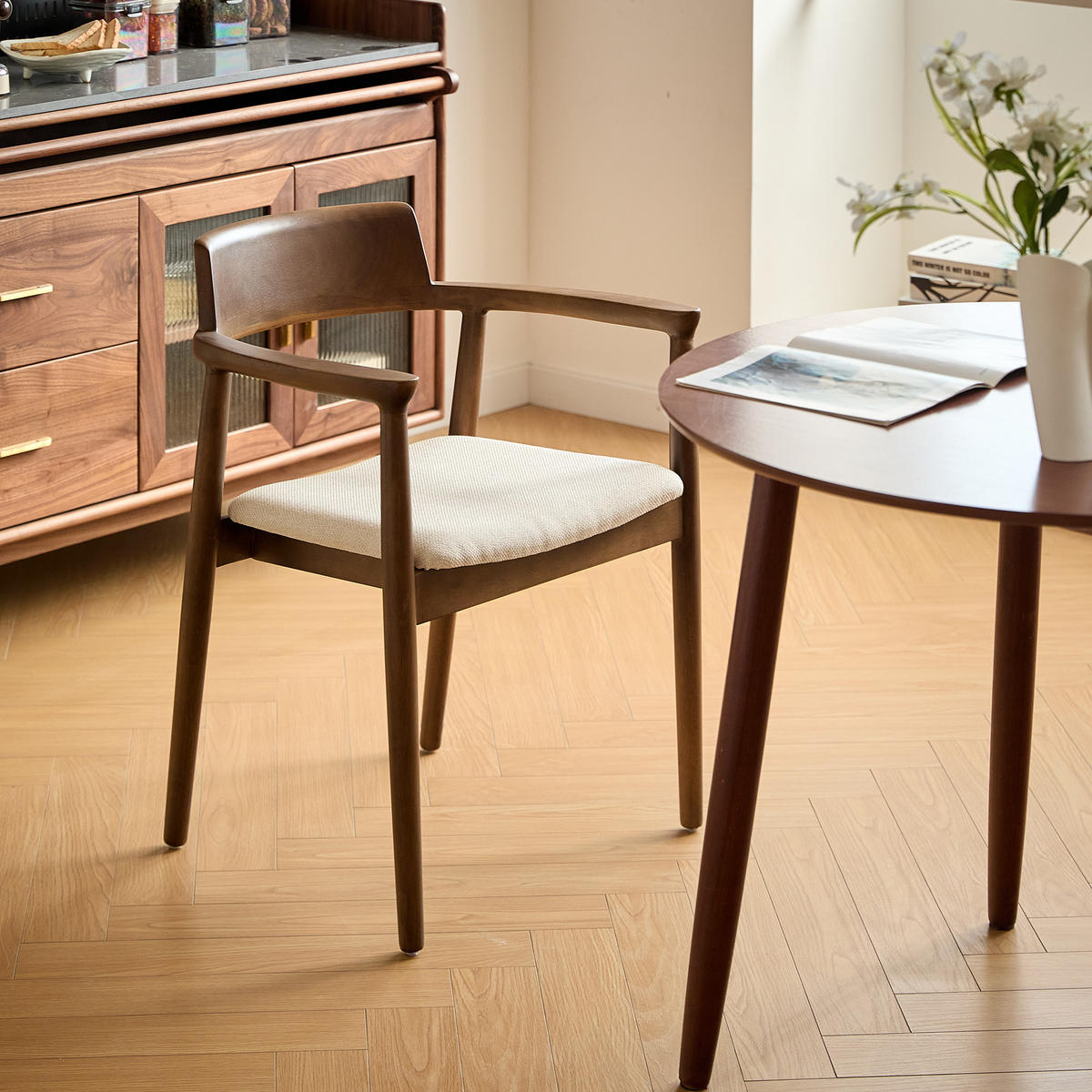 STUHL 2er-Set dunklem Holz Beige - Braun, Holz (58/75/57.5cm) - Nordlys